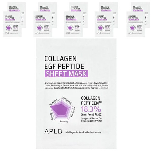 <img alt="APLB, Collagen EGF Peptide Beauty Sheet Mask, 10 Sheets, 0.85 fl oz (25 ml)" title="APLB, Collagen EGF Peptide Beauty Sheet Mask, 10 Sheets, 0.85 fl oz (25 ml),8809874685229"