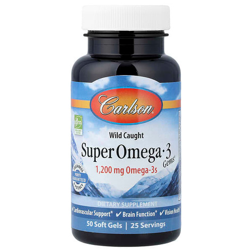 <img alt="Carlson, Wild Caught Super Omega-3 Gems, 50 Soft Gels" title="Carlson, Wild Caught Super Omega-3 Gems, 50 Soft Gels,088395015205"
