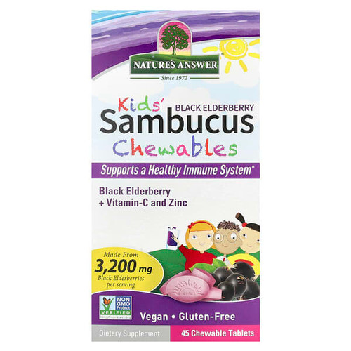 <img alt="Natures Answer, Kids Sambucus Chewables, Black Elderberry + Vitamin-C and Zinc, 45 Chewable Tablets" title="Natures Answer, Kids Sambucus Chewables, Black Elderberry + Vitamin-C and Zinc, 45 Chewable Tablets,083000262692"