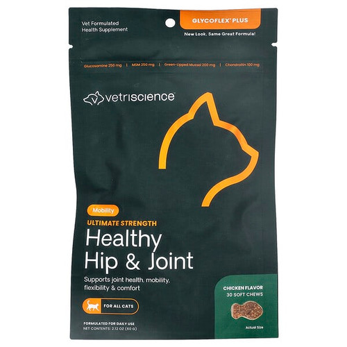<img alt="VetriScience, GlycoFlex Plus, Healthy Hip & Joint, For All Cats, Chicken, 30 Soft Chews, 2.12 oz (60 g)" title="VetriScience, GlycoFlex Plus, Healthy Hip & Joint, For All Cats, Chicken, 30 Soft Chews, 2.12 oz (60 g),026664018342"