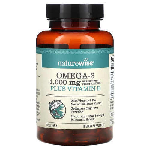 <img alt="NatureWise, Omega 3 Plus Vitamin E, 60 Softgels" title="NatureWise, Omega 3 Plus Vitamin E, 60 Softgels,855724007602"