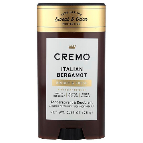 <img alt="Cremo, Antiperspirant & Deodorant, Italian Bergamot , 2.65 oz (75 g)" title="Cremo, Antiperspirant & Deodorant, Italian Bergamot , 2.65 oz (75 g),811847038312"