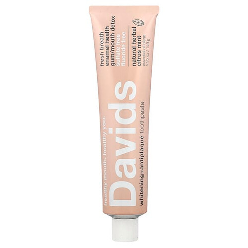 <img alt="Davids, Whitening + Antiplaque Toothpaste, Natural Herbal Citrus Mint, 5.25 oz (149 g)" title="Davids, Whitening + Antiplaque Toothpaste, Natural Herbal Citrus Mint, 5.25 oz (149 g),861226000034"