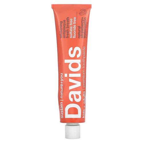 <img alt="Davids, Premium Toothpaste, Kids + Adults, Natural Strawberry + Watermelon, 5.25 oz (149 g)" title="Davids, Premium Toothpaste, Kids + Adults, Natural Strawberry + Watermelon, 5.25 oz (149 g),861226000089"