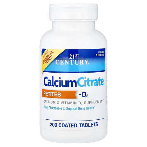 <img alt="21st Century, Calcium Citrate Petites + D3, 200 Coated Tablets" title="21st Century, Calcium Citrate Petites + D3, 200 Coated Tablets,740985277096"