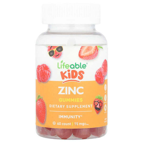 <img alt="Lifeable, Kids Zinc Gummies, Berry, 15 mg, 60 Gummies" title="Lifeable, Kids Zinc Gummies, Berry, 15 mg, 60 Gummies,850023062406"