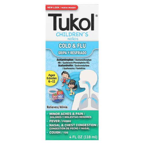 <img alt="Tukol, Childrens, Cold & Flu, Ages 6-11, Berries, 4 fl oz (118 ml)" title="Tukol, Childrens, Cold & Flu, Ages 6-11, Berries, 4 fl oz (118 ml),650066001581"