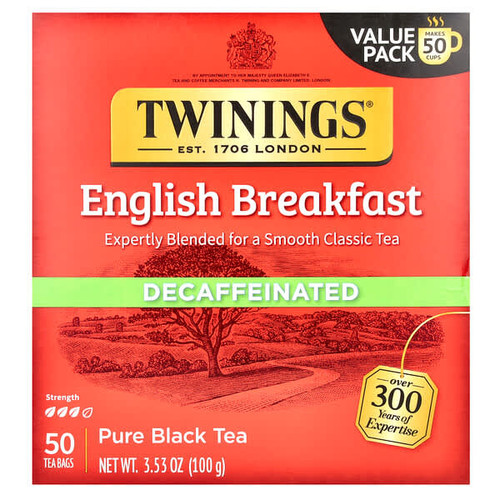 <img alt="Twinings, Pure Black Tea, English Breakfast, Decaffeinated, 50 Tea Bags, 3.53 oz (100 g)" title="Twinings, Pure Black Tea, English Breakfast, Decaffeinated, 50 Tea Bags, 3.53 oz (100 g),070177225063"