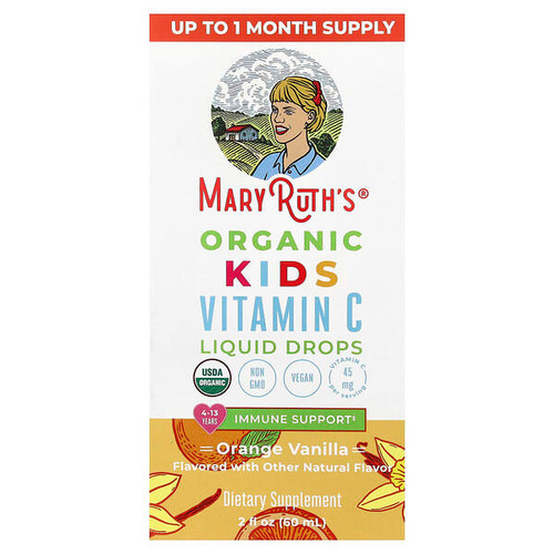 <img alt="MaryRuths, Organic Kids Vitamin C Liquid Drops, 4-13 Years, Orange Vanilla, 2 fl oz (60 ml)" title="MaryRuths, Organic Kids Vitamin C Liquid Drops, 4-13 Years, Orange Vanilla, 2 fl oz (60 ml),850018471497"