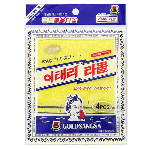 <img alt="3 PACK of Goldsangsa, Exfoliating Washcloth, Yellow, 4 Count" title="3 PACK of Goldsangsa, Exfoliating Washcloth, Yellow, 4 Count,8801941000393"