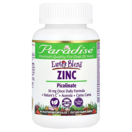 <img alt="Paradise Herbs, Earths Blend, Zinc Picolinate, 30 mg, 90 Vegetarian Capsules" title="Paradise Herbs, Earths Blend, Zinc Picolinate, 30 mg, 90 Vegetarian Capsules,601944778910"