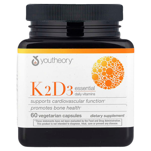 <img alt="Youtheory, K2D3 Essential Daily Vitamins, 60 Vegetarian Capsules" title="Youtheory, K2D3 Essential Daily Vitamins, 60 Vegetarian Capsules,850021920357"