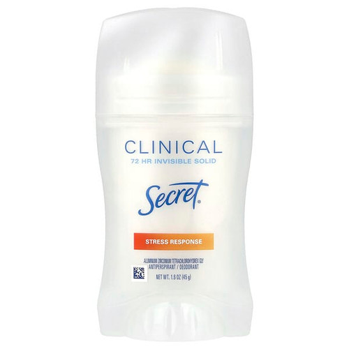 <img alt="Secret, Clinical, 72 Hr Invisible Solid, Antiperspirant-Deodorant, Stress Response, 1.6 oz (45 g)" title="Secret, Clinical, 72 Hr Invisible Solid, Antiperspirant-Deodorant, Stress Response, 1.6 oz (45 g),037000921745"