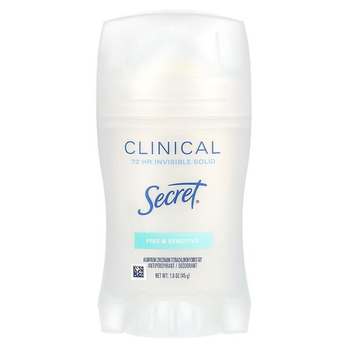 <img alt="Secret, Clinical 72 HR Invisible Solid Deodorant, Free & Sensitive , 1.6 oz (45 g)" title="Secret, Clinical 72 HR Invisible Solid Deodorant, Free & Sensitive , 1.6 oz (45 g),037000921752"