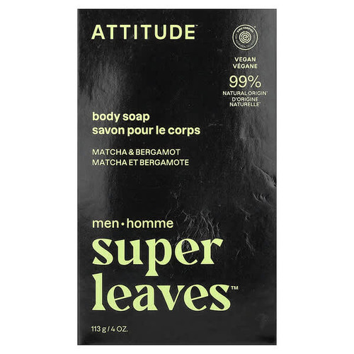 <img alt="ATTITUDE, Super Leaves, Body Bar Soap, For Men, Matcha & Bergamot, 4 oz (113 g)" title="ATTITUDE, Super Leaves, Body Bar Soap, For Men, Matcha & Bergamot, 4 oz (113 g),626232117301"