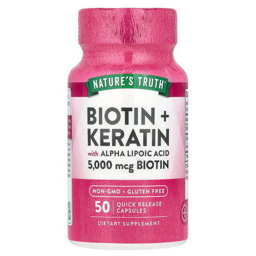 <img alt="Natures Truth, Biotin + Keratin with Alpha Lipoic Acid, 50 Quick Release Capsules" title="Natures Truth, Biotin + Keratin with Alpha Lipoic Acid, 50 Quick Release Capsules,840093107640"