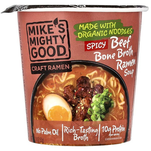 <img alt="3 PACK of Mikes Mighty Good, Craft Ramen, Spicy Beef Bone Broth Ramen Soup, 1.8 oz (53 g)" title="3 PACK of Mikes Mighty Good, Craft Ramen, Spicy Beef Bone Broth Ramen Soup, 1.8 oz (53 g),815677022091"