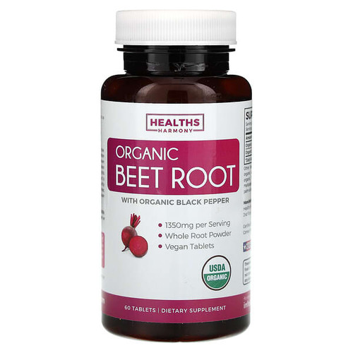 <img alt="Healths Harmony, Organic Beet Root With Organic Black Pepper, 60 Tablets" title="Healths Harmony, Organic Beet Root With Organic Black Pepper, 60 Tablets,850006500499"