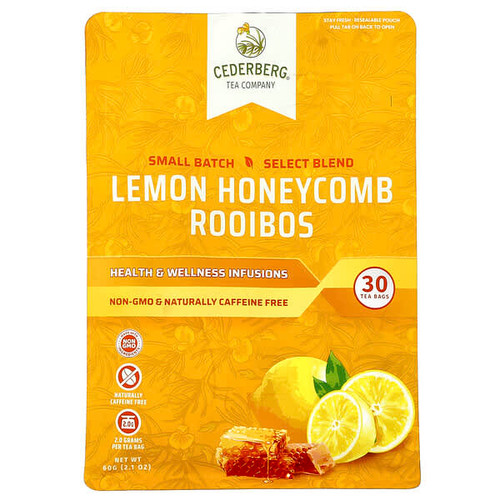 <img alt="Cederberg Tea Co, Lemon Honeycomb Rooibos, Caffeine Free, 30 Tea Bags, 2.1 oz (60 g)" title="Cederberg Tea Co, Lemon Honeycomb Rooibos, Caffeine Free, 30 Tea Bags, 2.1 oz (60 g),850068446056"