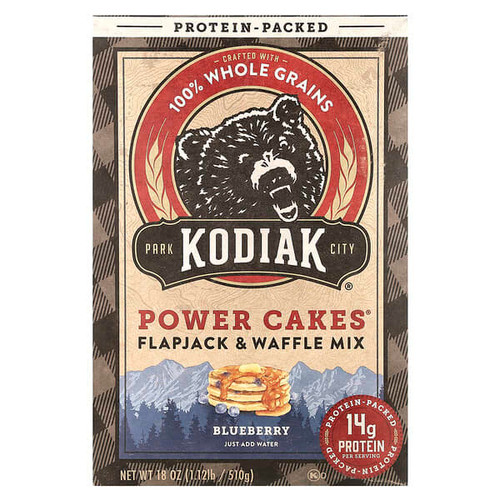 <img alt="Kodiak Cakes, Power Cakes, Flapjack & Waffle Mix, Blueberry, 18 oz (510 g)" title="Kodiak Cakes, Power Cakes, Flapjack & Waffle Mix, Blueberry, 18 oz (510 g),705599013805"