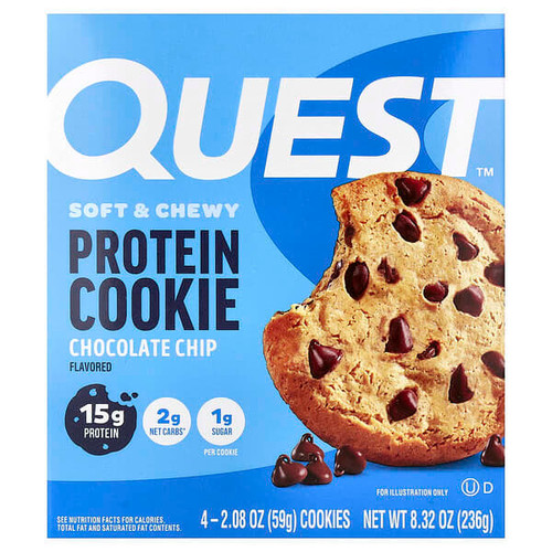 <img alt="Quest Nutrition, Protein Cookie, Chocolate Chip, 4 Cookies, 2.08 oz (59 g) Each" title="Quest Nutrition, Protein Cookie, Chocolate Chip, 4 Cookies, 2.08 oz (59 g) Each,888849006007"