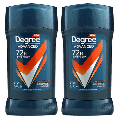 <img alt="Degree, Advanced, 72H MotionSense, Antiperspirant Deodorant, Adventure, 2 Pack, 2.7 oz (76 g) Each" title="Degree, Advanced, 72H MotionSense, Antiperspirant Deodorant, Adventure, 2 Pack, 2.7 oz (76 g) Each,079400418555"