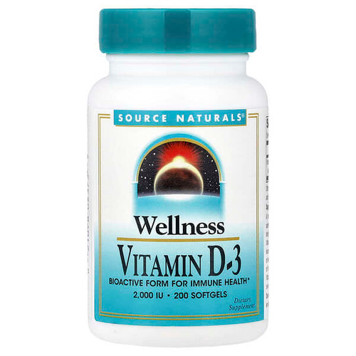 <img alt="Source Naturals, Wellness, Vitamin D-3, 50 mcg (2,000 IU), 200 Softgels" title="Source Naturals, Wellness, Vitamin D-3, 50 mcg (2,000 IU), 200 Softgels,021078023739"