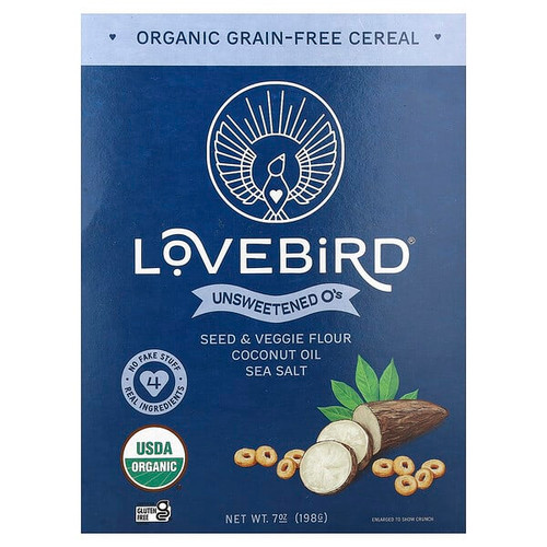 <img alt="Lovebird, Organic Grain-Free Cereal, Unsweetened Os, 7 oz (198 g)" title="Lovebird, Organic Grain-Free Cereal, Unsweetened Os, 7 oz (198 g),860005141906"