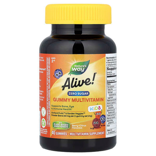 <img alt="Natures Way, Alive Kids, Zero Sugar Gummy Multivitamin, Ages 2+, Berry-Citrus, 40 Gummies" title="Natures Way, Alive Kids, Zero Sugar Gummy Multivitamin, Ages 2+, Berry-Citrus, 40 Gummies,033674150009"