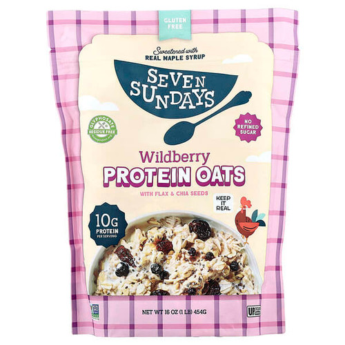 <img alt="Seven Sundays, Protein Oats With Flax & Chia Seeds, Wild Berry, 16 oz (454 g)" title="Seven Sundays, Protein Oats With Flax & Chia Seeds, Wild Berry, 16 oz (454 g),856088003576"