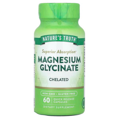 <img alt="Natures Truth, Magnesium Glycinate, Chelated, 60 Quick Release Capsules (100 mg per Capsule)" title="Natures Truth, Magnesium Glycinate, Chelated, 60 Quick Release Capsules (100 mg per Capsule),840093111364"