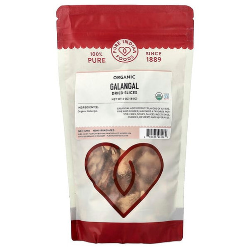 <img alt="Pure Indian Foods, Organic Galangal Dried Slices, 3 oz (85 g)" title="Pure Indian Foods, Organic Galangal Dried Slices, 3 oz (85 g),850035485262"