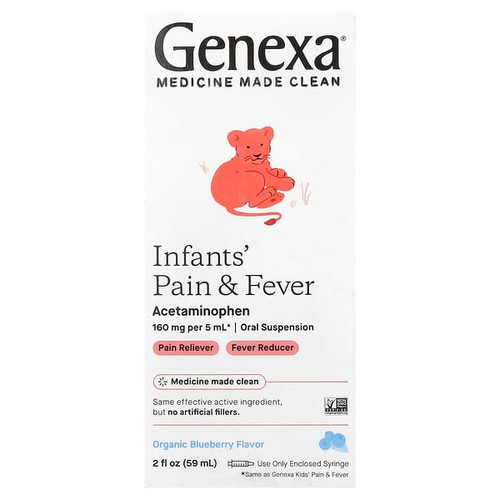 <img alt="Genexa, Infants Pain & Fever, Organic Blueberry, 160 mg, 2 fl oz (59 ml)" title="Genexa, Infants Pain & Fever, Organic Blueberry, 160 mg, 2 fl oz (59 ml),857630006885"