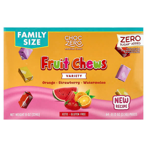 <img alt="ChocZero, Fruit Chews, Variety, 64 Pieces, 8 oz (224 g)" title="ChocZero, Fruit Chews, Variety, 64 Pieces, 8 oz (224 g),850022368424"