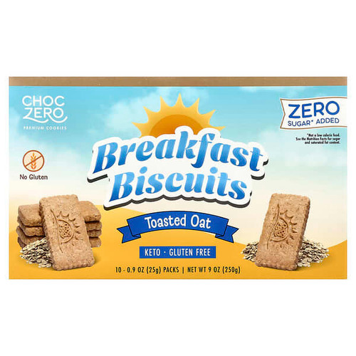 <img alt="ChocZero, Premium Cookies, Breakfast Biscuits, Toasted Oat, 10 Packs (0.9 oz (25 g) Each" title="ChocZero, Premium Cookies, Breakfast Biscuits, Toasted Oat, 10 Packs (0.9 oz (25 g) Each,850055502314"