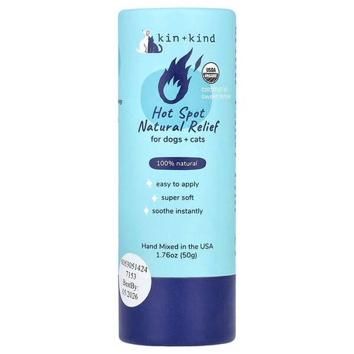 <img alt="Kin+Kind, Hot Spot Natural Relief, For Dogs + Cats, Coconut Oil, Sweet Fennel , 1.76 oz (50 g)" title="Kin+Kind, Hot Spot Natural Relief, For Dogs + Cats, Coconut Oil, Sweet Fennel , 1.76 oz (50 g),854362006053"
