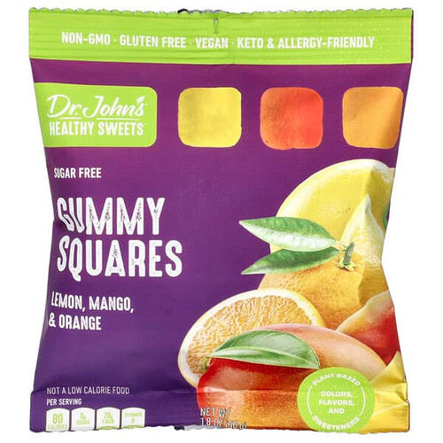 <img alt="3 PACK of Dr. Johns Healthy Sweets, Gummy Squares, Sugar Free, Lemon, Mango & Orange, 1.8 oz (50 g)" title="3 PACK of Dr. Johns Healthy Sweets, Gummy Squares, Sugar Free, Lemon, Mango & Orange, 1.8 oz (50 g),605245010571"