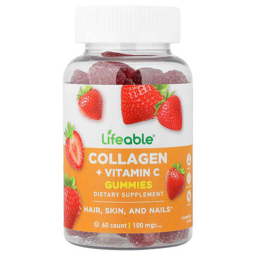 <img alt="Lifeable, Collagen + Vitamin C Gummies, Natural Strawberry, 60 Gummies" title="Lifeable, Collagen + Vitamin C Gummies, Natural Strawberry, 60 Gummies,810102730701"
