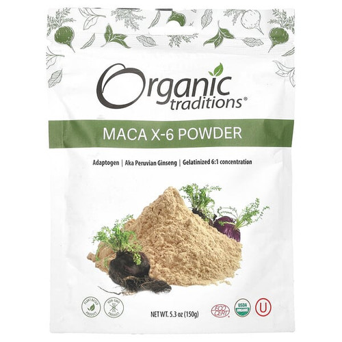 <img alt="Organic Traditions, Maca X-6 Powder, 5.3 oz (150 g)" title="Organic Traditions, Maca X-6 Powder, 5.3 oz (150 g),627733002714"