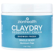 <img alt="Zion Health, ClayDry Deodorant Cream, Shower Fresh, 4 oz (113 g)" title="Zion Health, ClayDry Deodorant Cream, Shower Fresh, 4 oz (113 g),093141106045"