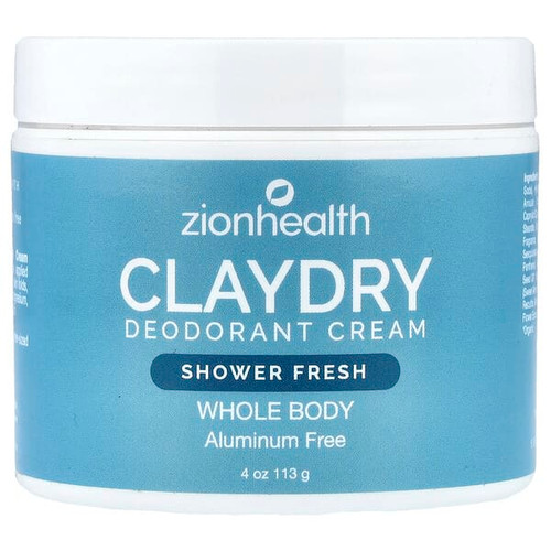 <img alt="Zion Health, ClayDry Deodorant Cream, Shower Fresh, 4 oz (113 g)" title="Zion Health, ClayDry Deodorant Cream, Shower Fresh, 4 oz (113 g),093141106045"