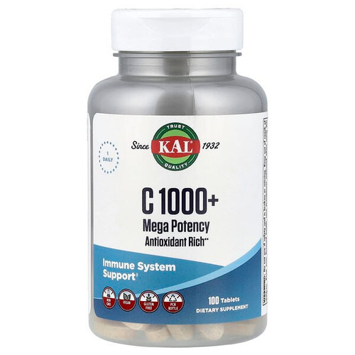 <img alt="KAL, C 1000+, Mega Potency, 100 Tablets" title="KAL, C 1000+, Mega Potency, 100 Tablets,021245144632"