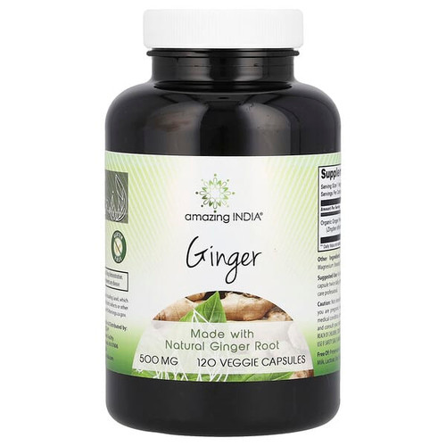 <img alt="Amazing India, Ginger , 500 mg , 120 Veggie Capsules" title="Amazing India, Ginger , 500 mg , 120 Veggie Capsules,819209020234"
