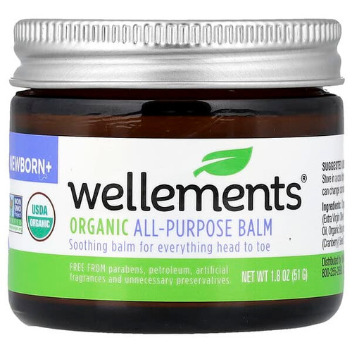 <img alt="Wellements, Organic All-Purpose Balm, Newborn+, 1.8 oz (51 g)" title="Wellements, Organic All-Purpose Balm, Newborn+, 1.8 oz (51 g),729609000166"