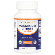 <img alt="Vitamatic, Magnesium Citrate with B6, 180 Vegetarian Capsules" title="Vitamatic, Magnesium Citrate with B6, 180 Vegetarian Capsules,810078474029"