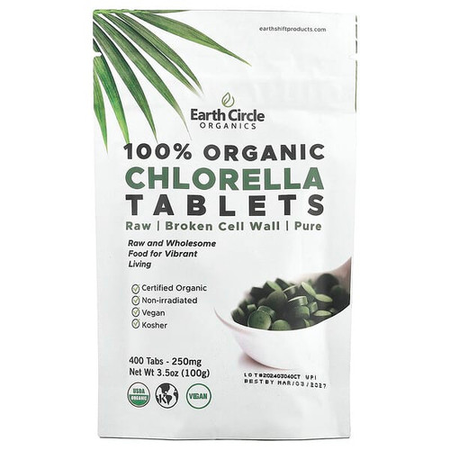 <img alt="Earth Circle Organics, 100% Organic Chlorella Tablets, 400 Tablets" title="Earth Circle Organics, 100% Organic Chlorella Tablets, 400 Tablets,813313013168"
