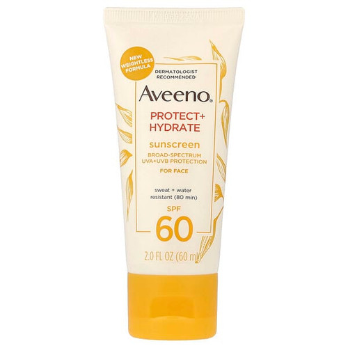 <img alt="Aveeno, Protect + Hydrate, Sunscreen, For Face, SPF 60, 2 fl oz (60 ml)" title="Aveeno, Protect + Hydrate, Sunscreen, For Face, SPF 60, 2 fl oz (60 ml),381371194599"