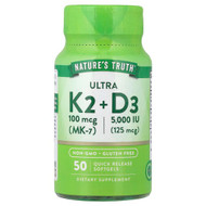<img alt="Natures Truth, Ultra K2 + D3, 50 Quick Release Softgels" title="Natures Truth, Ultra K2 + D3, 50 Quick Release Softgels,840093105332"