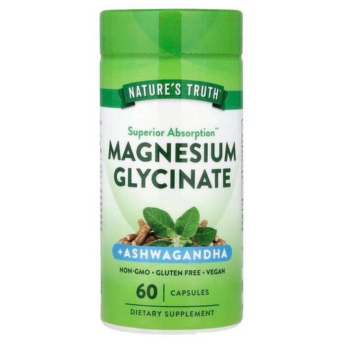 <img alt="Natures Truth, Magnesium Glycinate + Ashwagandha, 60 Capsules" title="Natures Truth, Magnesium Glycinate + Ashwagandha, 60 Capsules,840093123480"