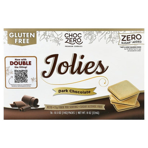 <img alt="ChocZero, Premium Cookies, Jolies, Dark Chocolate, 16 Packs, 0.5 oz (14 g) Each" title="ChocZero, Premium Cookies, Jolies, Dark Chocolate, 16 Packs, 0.5 oz (14 g) Each,850022368172"